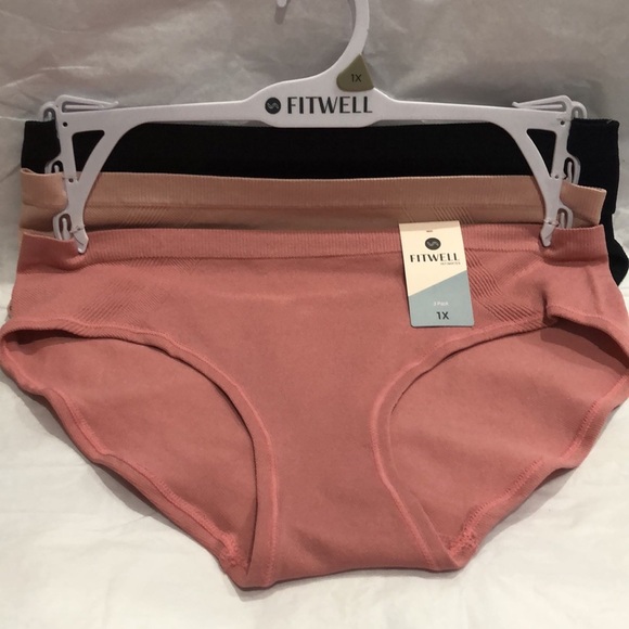 Fitwell Intimates 3pack stretch ribbed black nude mauve pink panties size 1X new - Picture 6 of 10